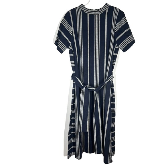 Ace & Jig Sz M Margaret Belted A-Line Midi Dress In Selvedge Blue Stripes - Picture 4 of 11